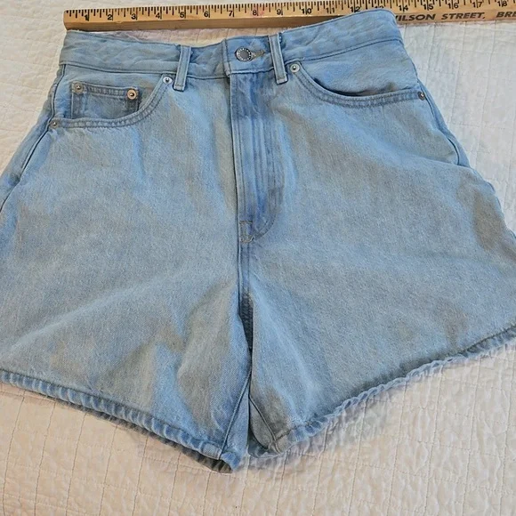 Everlane A Line Shorts Womens 27 Waist High Waisted Cotton Light Wash - Picture 3 of 10